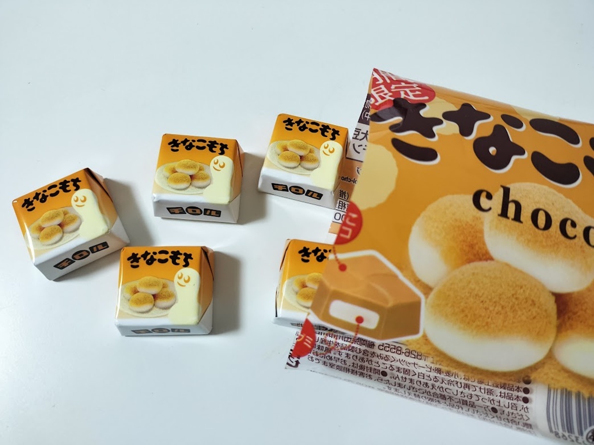 袋にはいったチロルチョコ 人気のきな粉餅にしてみました!